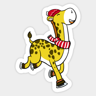 Skating Giraffe Sticker